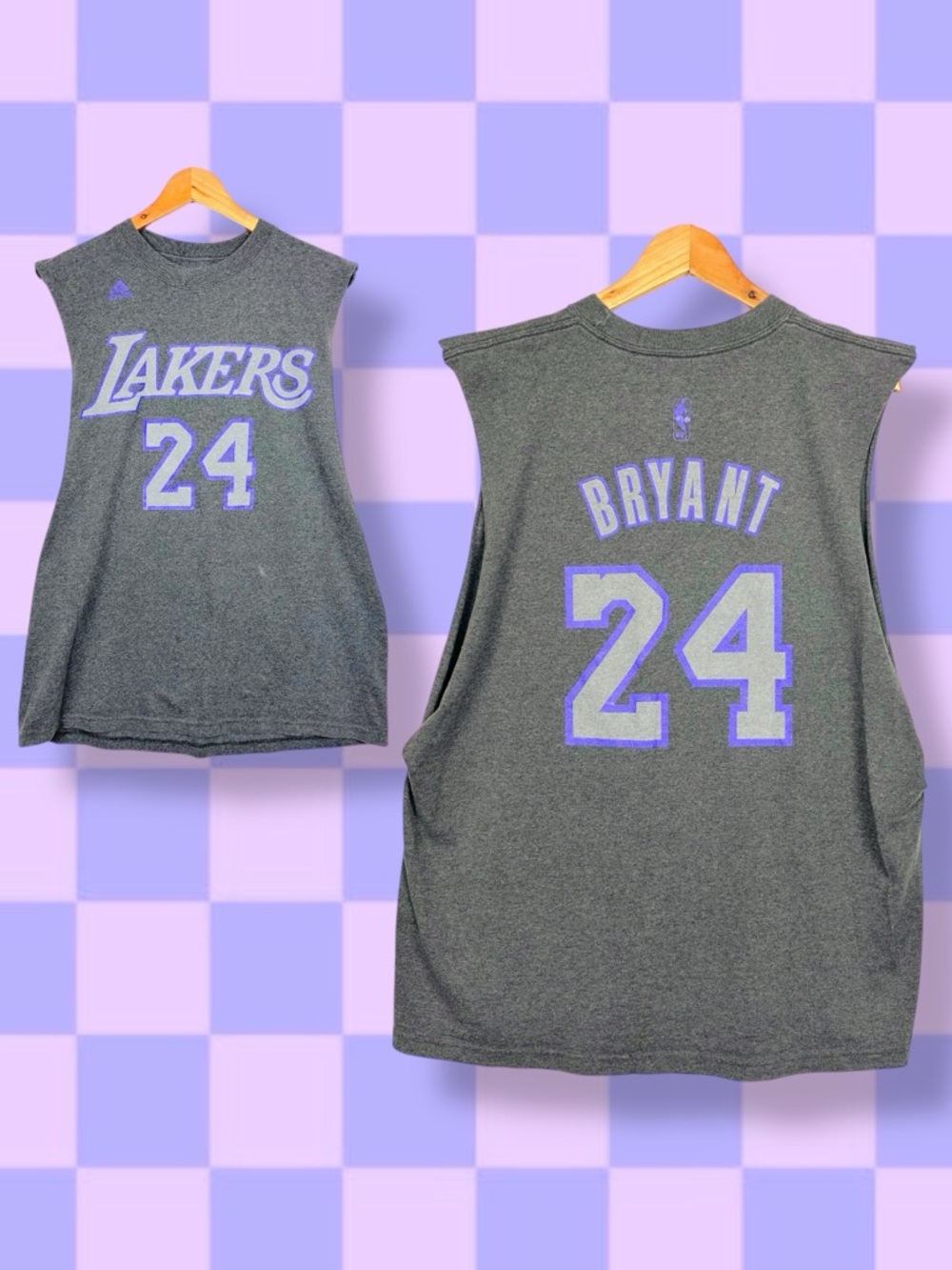 Adidas VTG LA Lakers #24 Kobe Bryant Basketball NBA Cutoff Workout Muscle Tee L